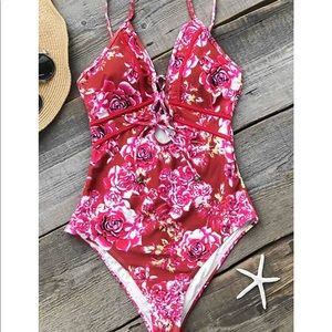 Red Cupshe Joyous March one piece swimsuit